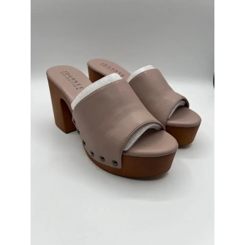 JOURNEE COLLECTION WOMENS SIZE 9M VEDA PLATFORM HEEL SANDALS MAUVE PINK